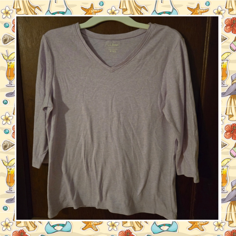 L.L. Bean Lavender V-Neck Women's Top Size Medium